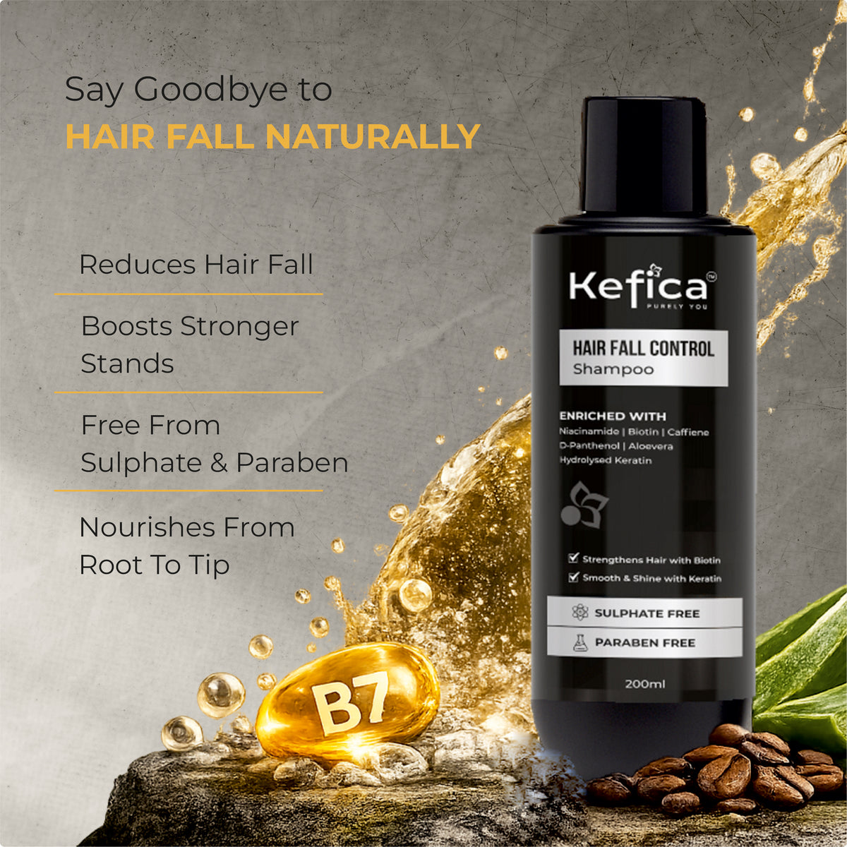 Hair Fall Control Shampoo | Biotin, Caffeine & Keratin