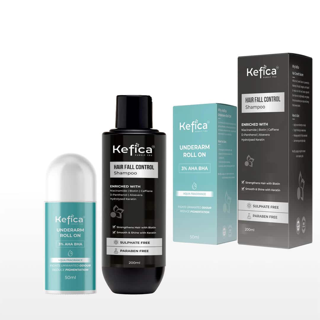 Hair Fall Control Shampoo 200ml + Underarm Roll On 50ml | Hair Strengthening & 48Hr Odour Control | Unisex