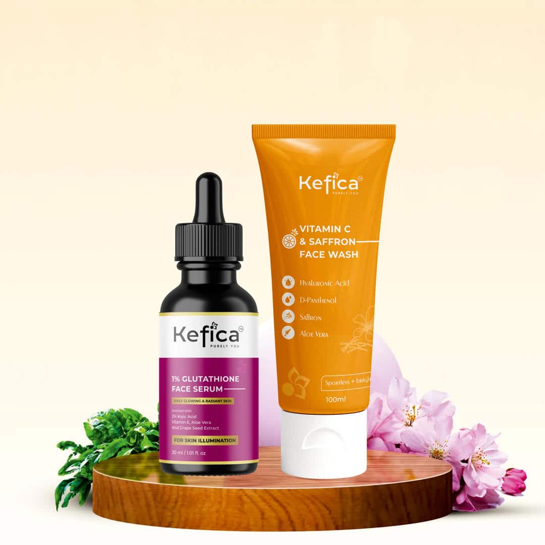 Vitamin C Face Wash with Saffron 100ml + Glutathione Face Serum 30ml | Skin Brightening & Pigmentation Control