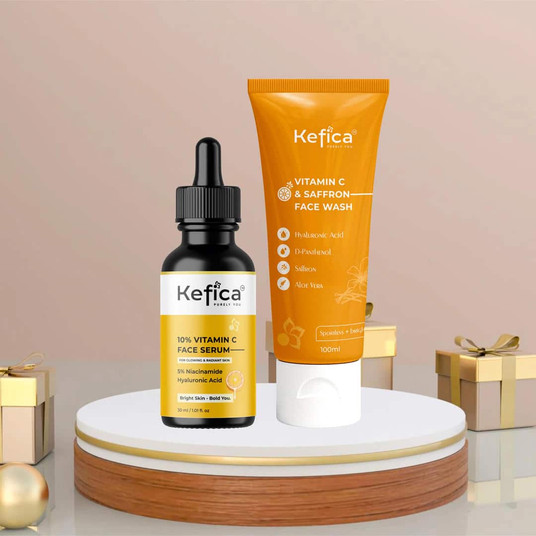 Vitamin C Face Wash with Saffron 100ml + Vitamin C Face Serum 30ml | Brightening & Anti-Aging Skincare