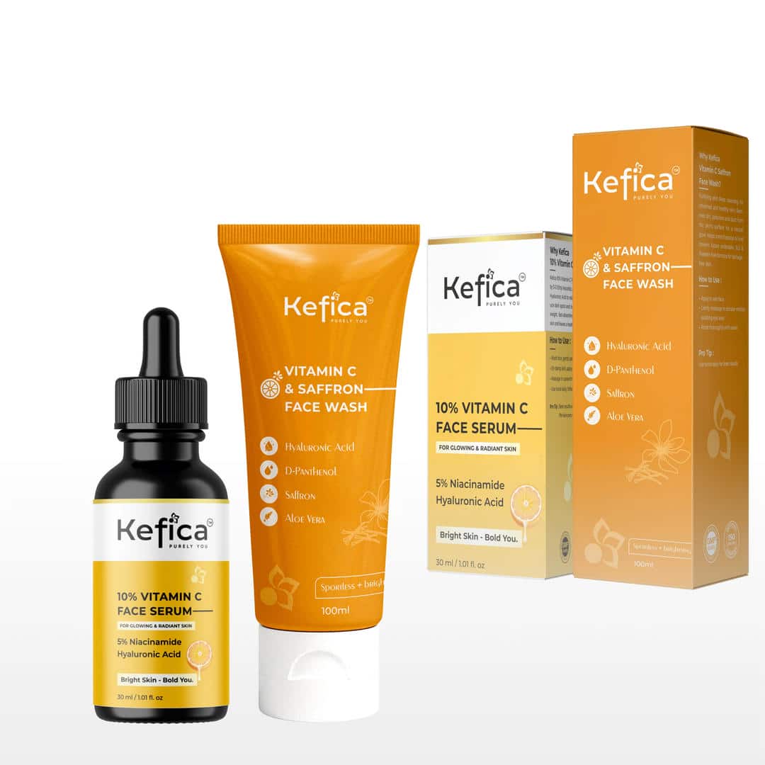 Vitamin C Face Wash with Saffron 100ml + Vitamin C Face Serum 30ml | Brightening & Anti-Aging Skincare
