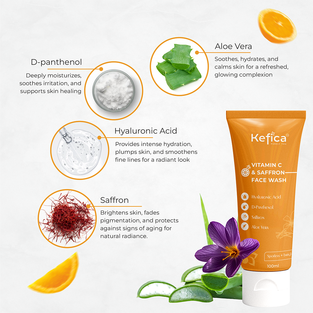 Vitamin C Face Wash with Saffron, Hyaluronic Acid & Aloe Vera