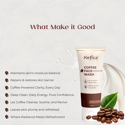 Coffee Face Wash with Rice Water & Milk Protein