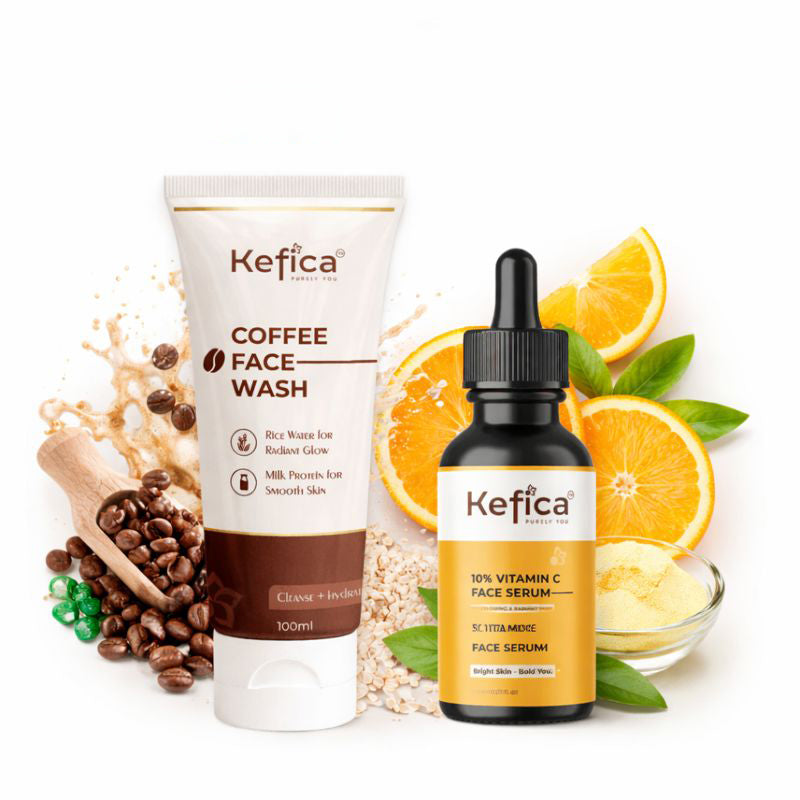 Coffee Face Wash 100ml + Vitamin C Face Serum 30ml | Glow Boosting & Hydrating Skincare Combo
