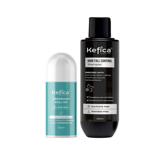 Hair Fall Control Shampoo 200ml + Underarm Roll On 50ml | Hair Strengthening & 48Hr Odour Control | Unisex