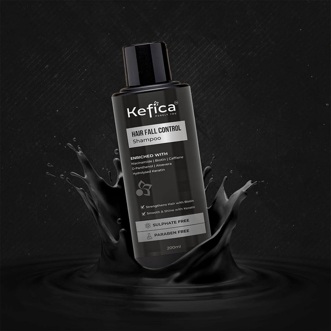 Kefica Hair Fall Control Shampoo – Sulphate & Paraben Free, Enriched with Biotin, Niacinamide, Caffeine & Keratin (200ml)