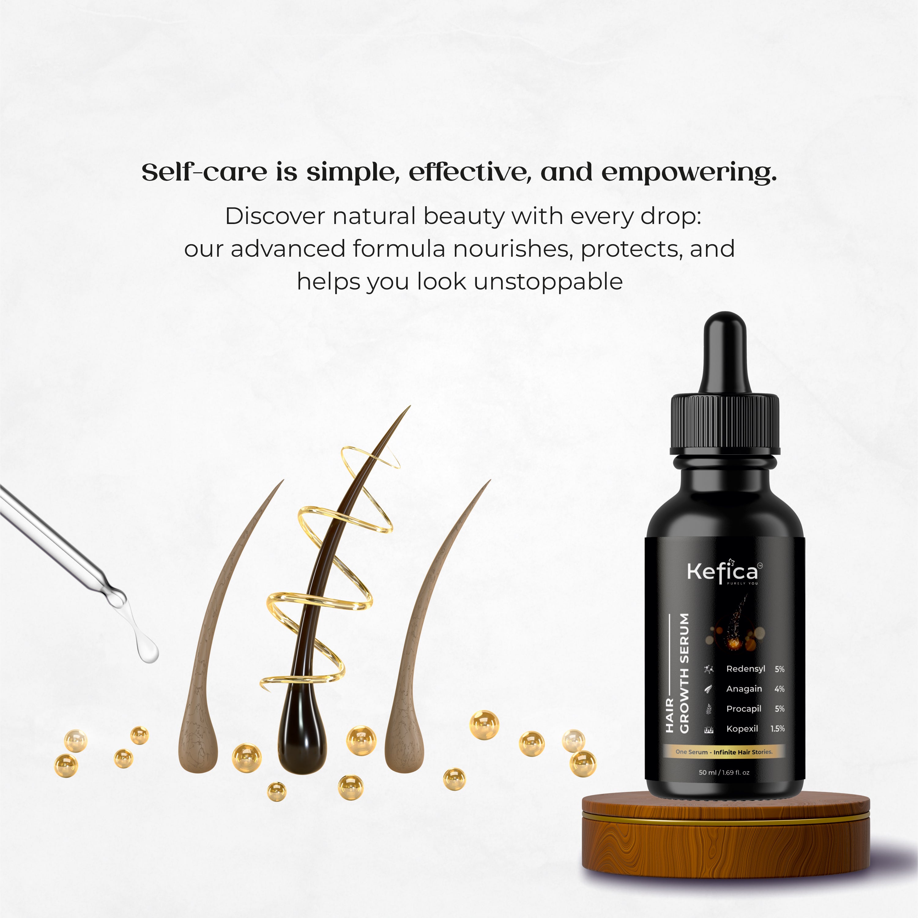 Kefica Advanced Hair Growth Serum – Redensyl, Anagain, Procapil, Kopexil by Staple Pharmaceuticals (50ml)