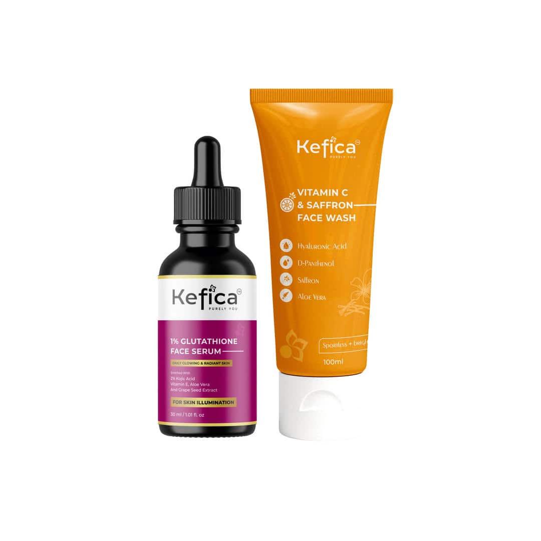 Vitamin C Face Wash with Saffron 100ml + Glutathione Face Serum 30ml | Skin Brightening & Pigmentation Control