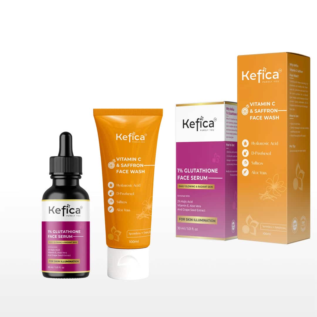 Vitamin C Face Wash with Saffron 100ml + Glutathione Face Serum 30ml | Skin Brightening & Pigmentation Control
