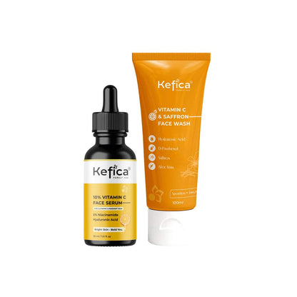 Vitamin C Face Wash with Saffron 100ml + Vitamin C Face Serum 30ml | Brightening & Anti-Aging Skincare