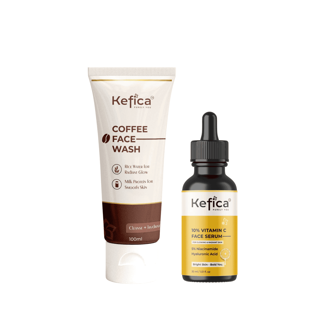 Coffee Face Wash 100ml + Vitamin C Face Serum 30ml | Glow Boosting & Hydrating Skincare Combo