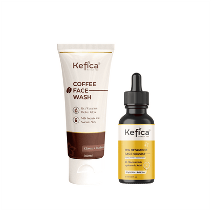 Coffee Face Wash 100ml + Vitamin C Face Serum 30ml | Glow Boosting & Hydrating Skincare Combo